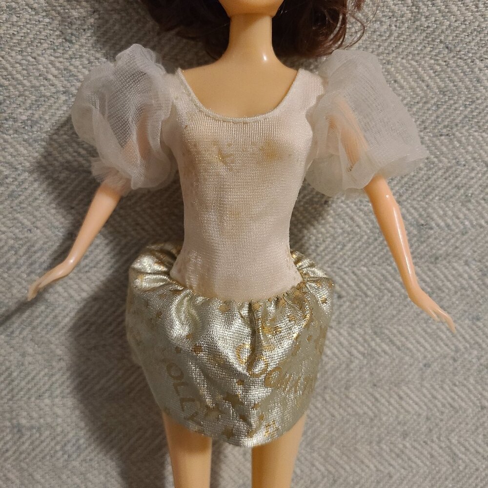 Vintage 1990s Barbie gold Hollywood Hair skirt and leotard